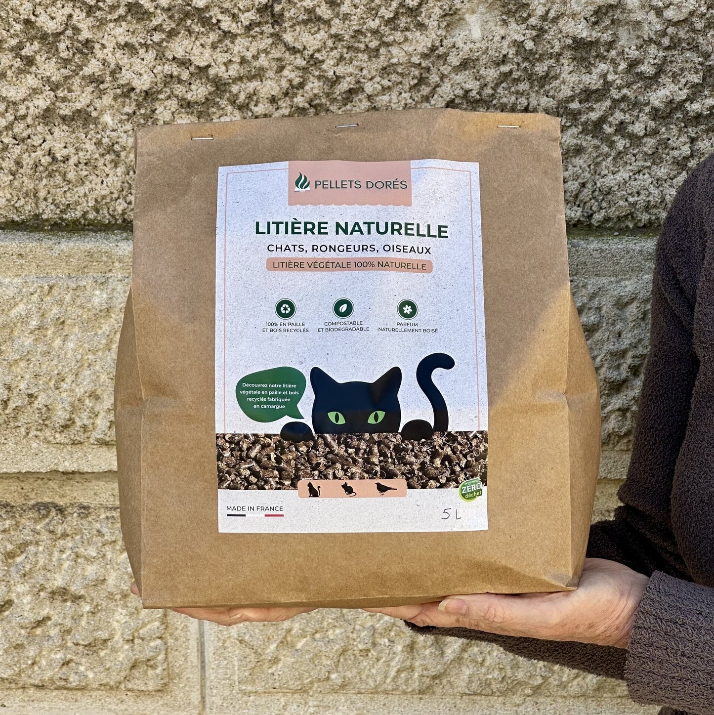LITIÈRE NATURELLE - sacs de 5 litres 100% française et écologique